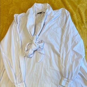 Eloquii White Blouse with Bow Detail